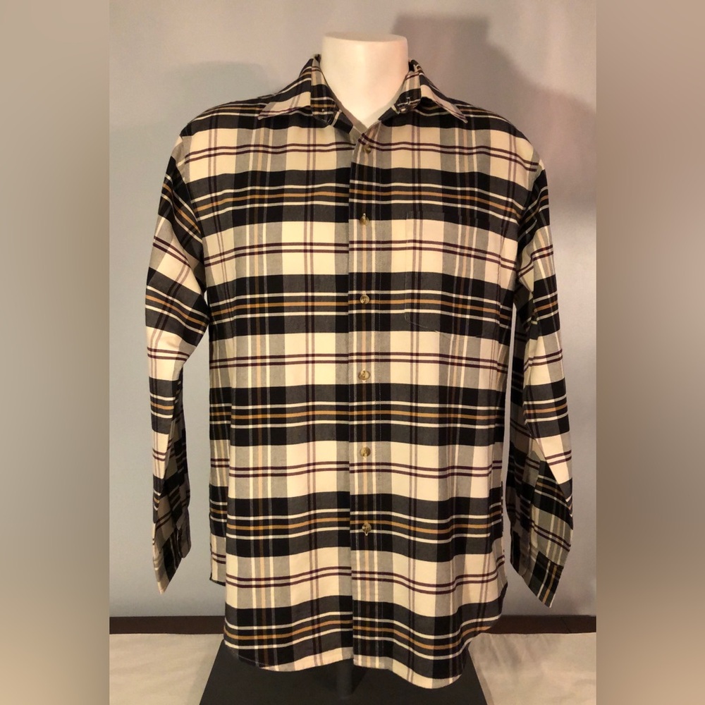 LL Bean Mens Plaid Long Sleeve Button Down 100% Cotton Shirt Size M